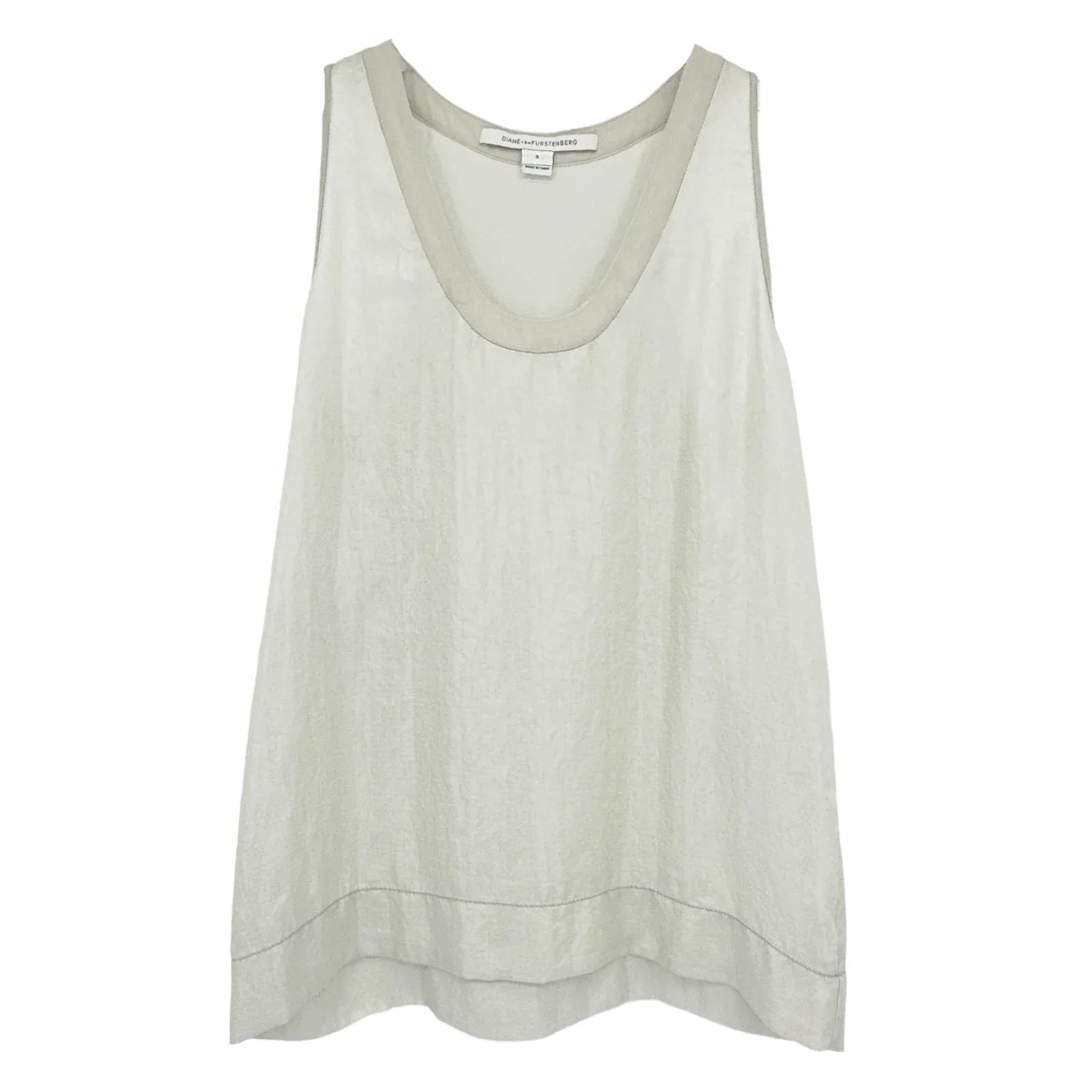 DIANE von FURSTENBERG DVF Emilia Crushed Metallic Tank in Silver S - flyKAMP