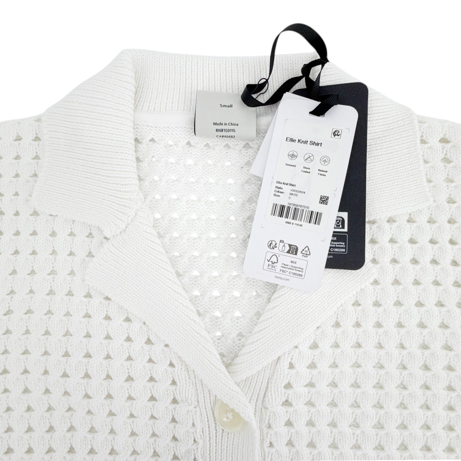 VARLEY Ellie Knit Shirt in White S Varley