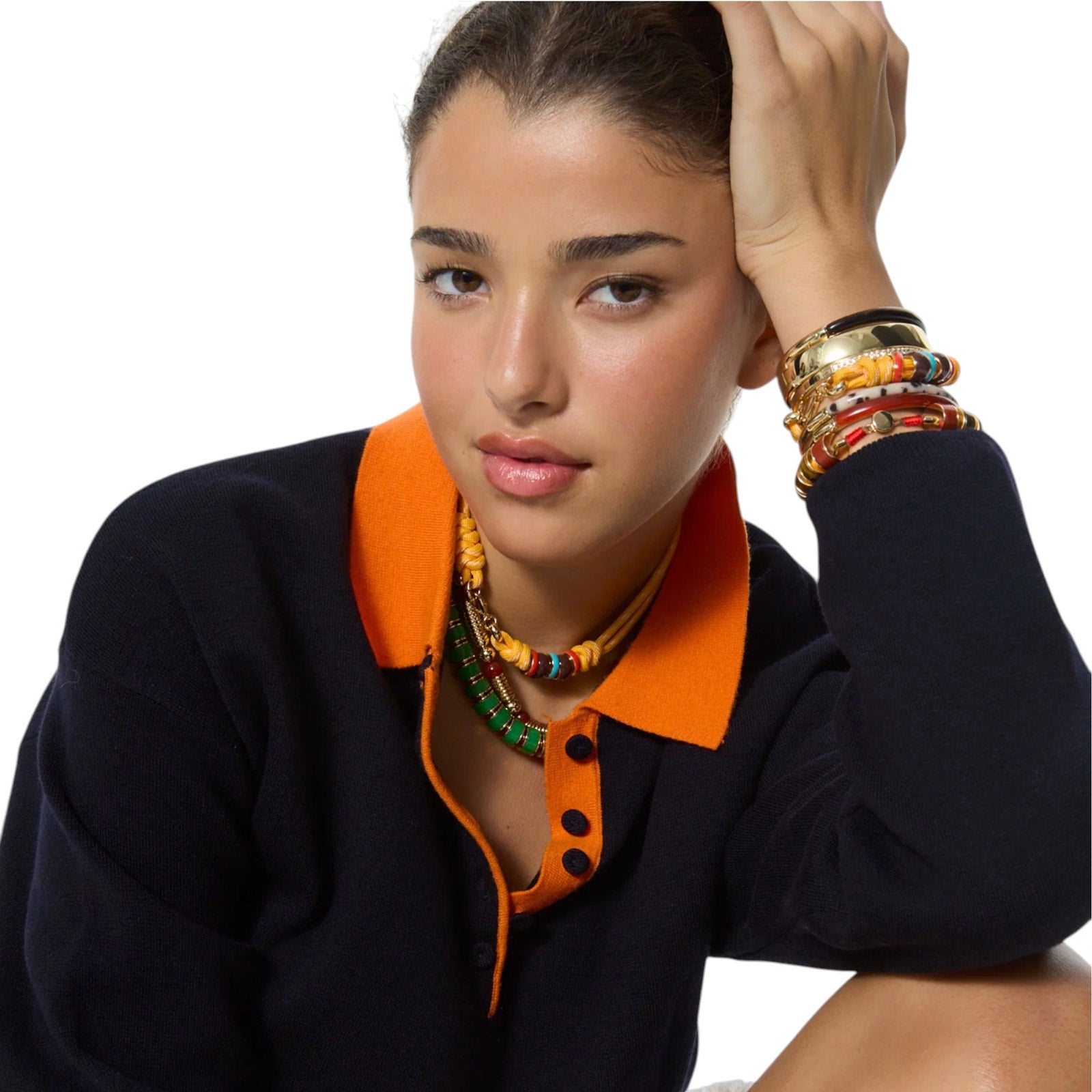 ROXANNE ASSOULIN Semi Stone and Small Puffy Hinged Cuff Set Roxanne Assoulin