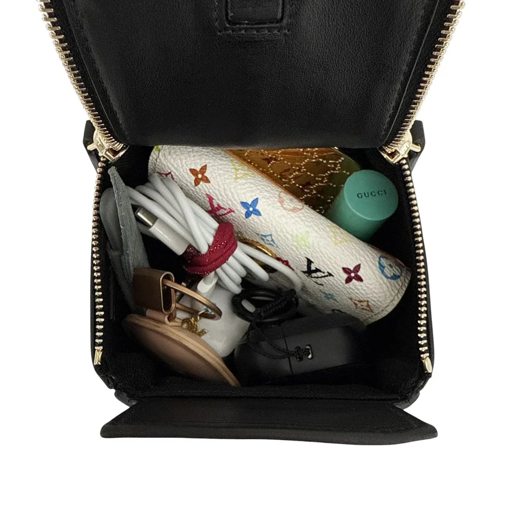 GIVENCHY Pandora Cube Pouch Charm Leather Bag in Black - flyKAMP