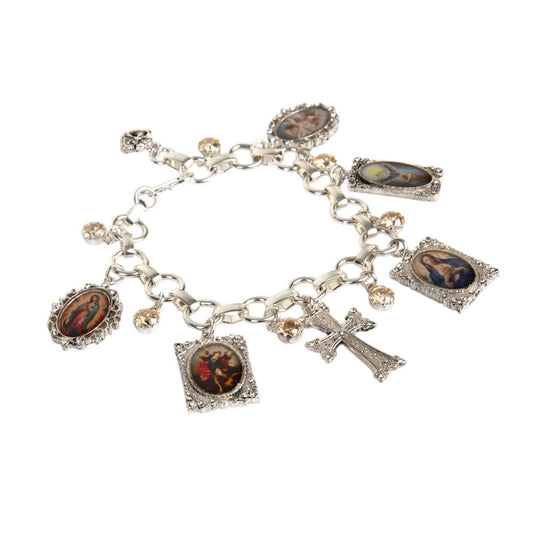 VIRGINS SAINTS & ANGELS VSA Retablo Framed Charm Bracelet Silver