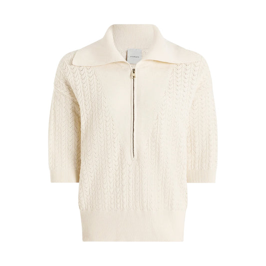 VARLEY Arney Half-Zip Polo Sweater in Egret M