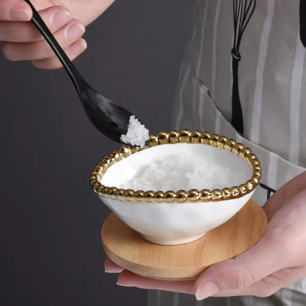 PAMPA BAY Golden Salerno Oval Condiment Bowl Set of 2 Pampa Bay
