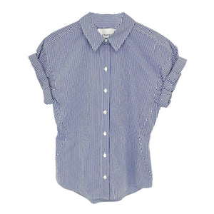 FRAME Button Down Striped Rolled Sleeve Top S