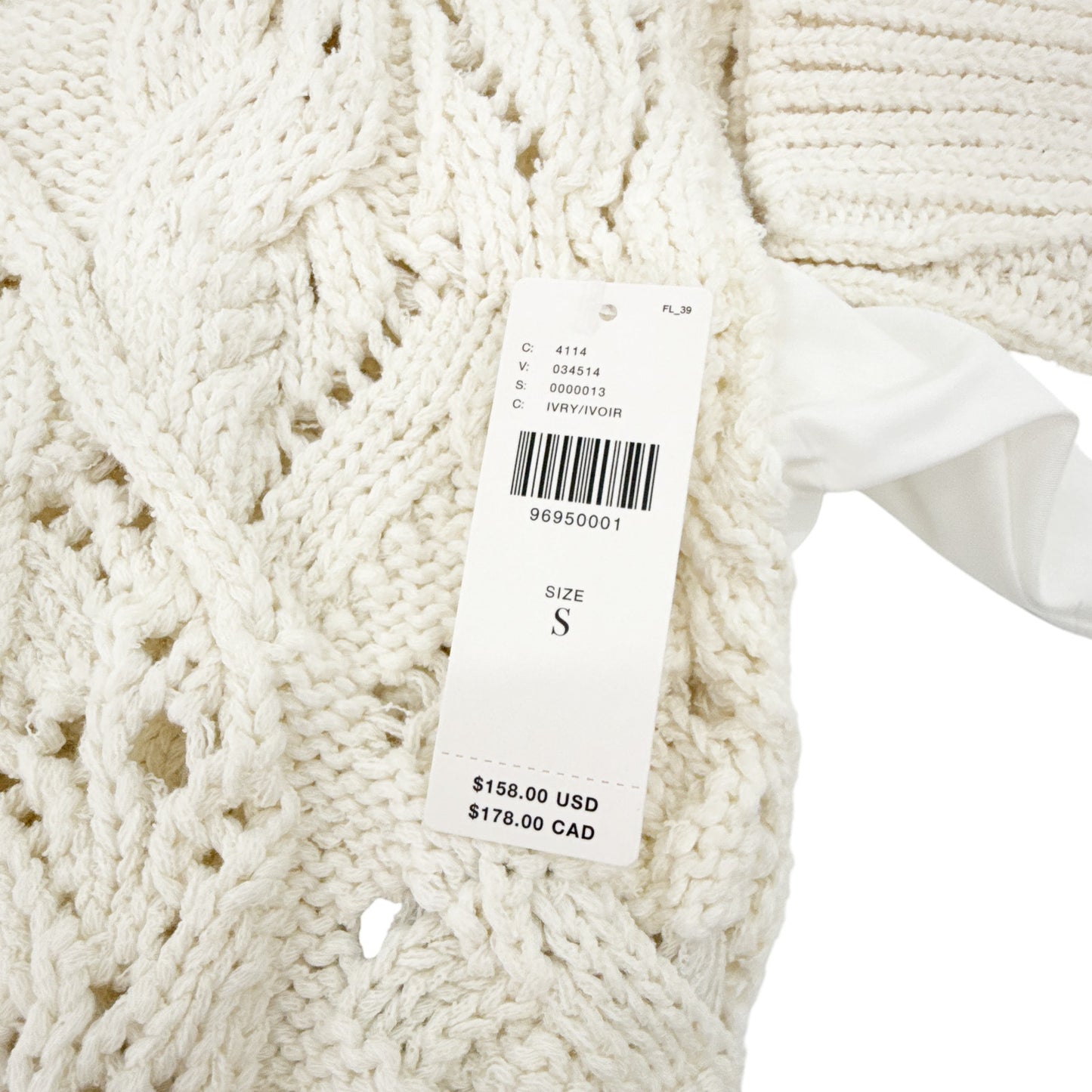 ANTHROPOLOGIE Balloon-Sleeve Twofer Cable-Knit Cardigan Sweater S