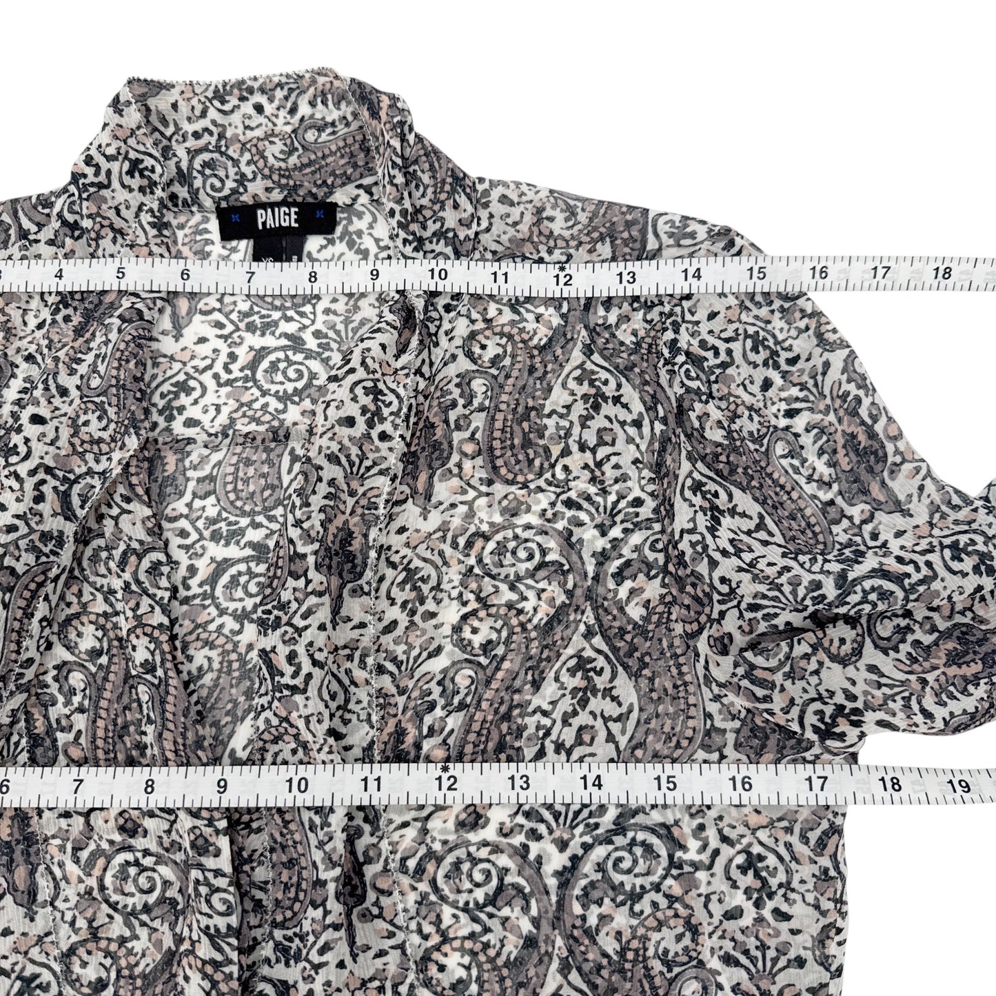 PAIGE Cleobelle Printed Femme Blouse in White/Rabbit/Rose-Santina Pais XS