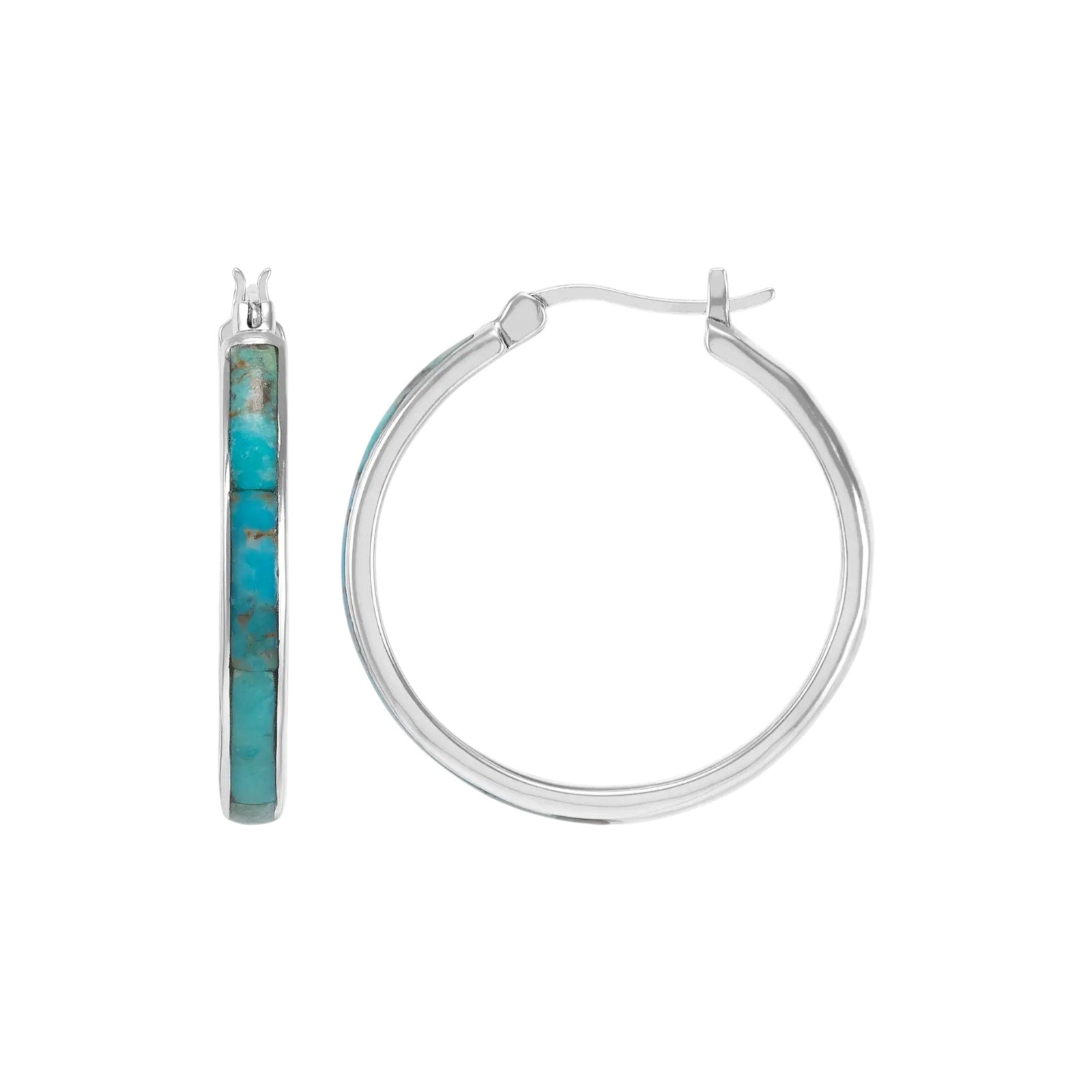 SILPADA Beginner's Luck Silver Compressed Turquoise Hoop Earrings