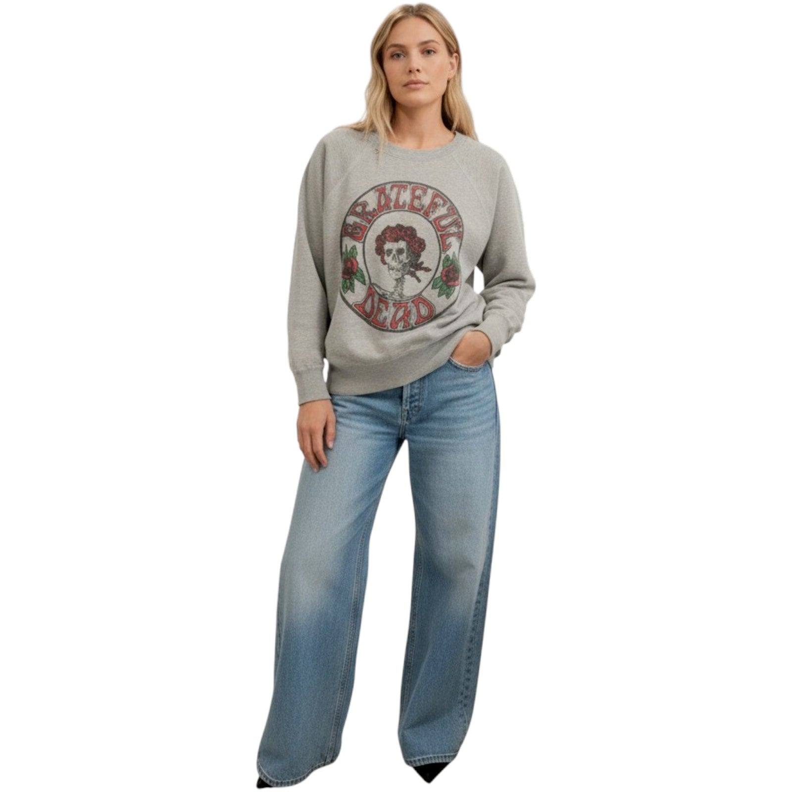 MADEWORN Grateful Dead Sugar Magnolia Shrunken Sweatshirt in Heather M Madeworn