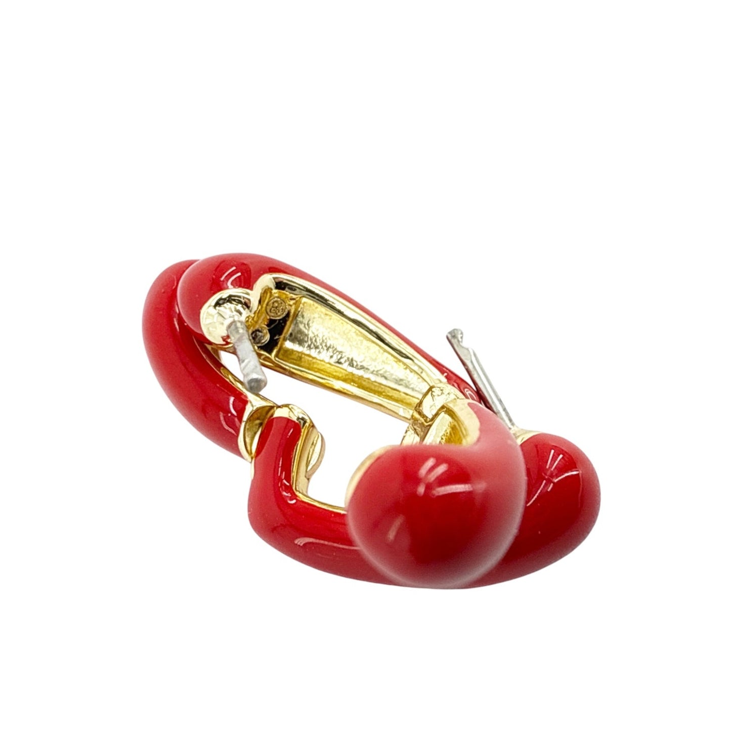 GORJANA Amour Heart Huggies || Gold & Red Enamel