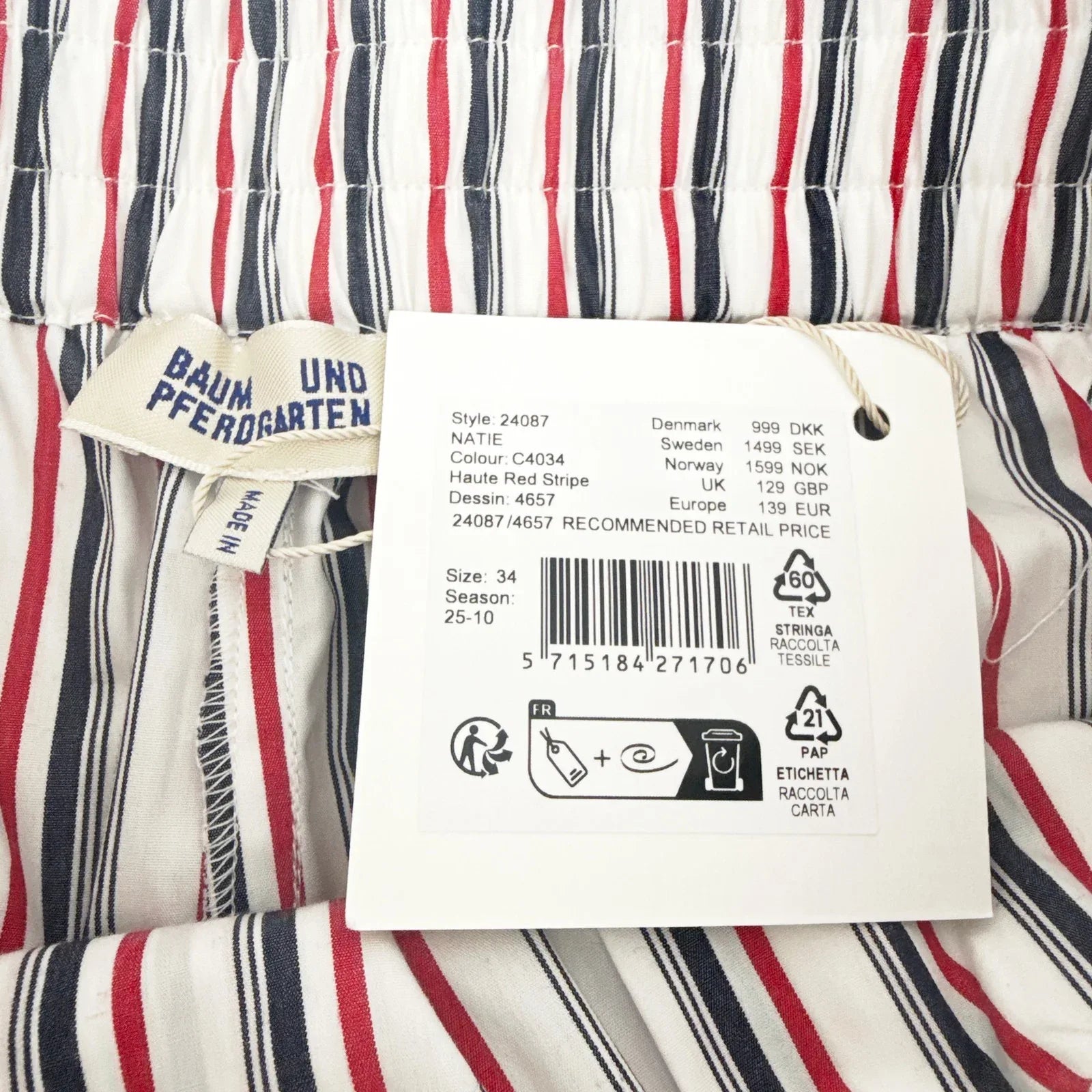 BAUM UND PFERDGARTEN Natie Shorts Haute Red Stripe FR34|US2|XS - flyKAMP