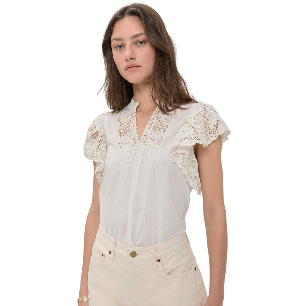 ULLA JOHNSON Jolie Flutter Sleeve Top in Pristine 4|S Ulla Johnson