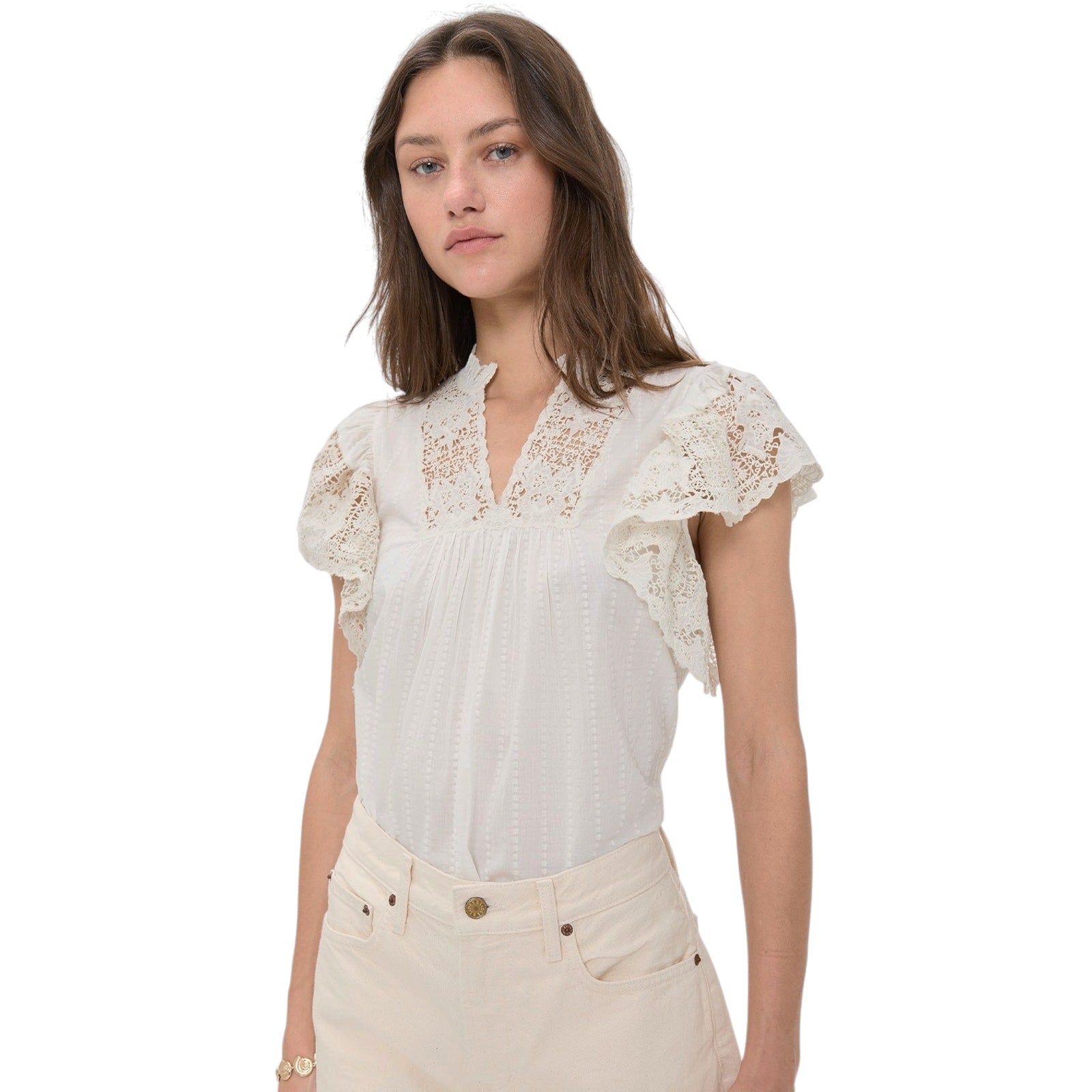 ULLA JOHNSON Jolie Flutter Sleeve Top in Pristine 4|S Ulla Johnson