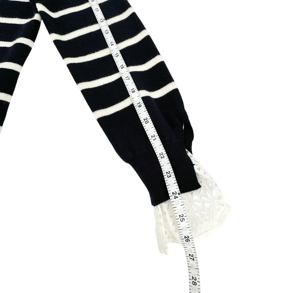 3.1 PHILLIP LIM Sailor Stripe Lace Cuff Sweater S - flyKAMP