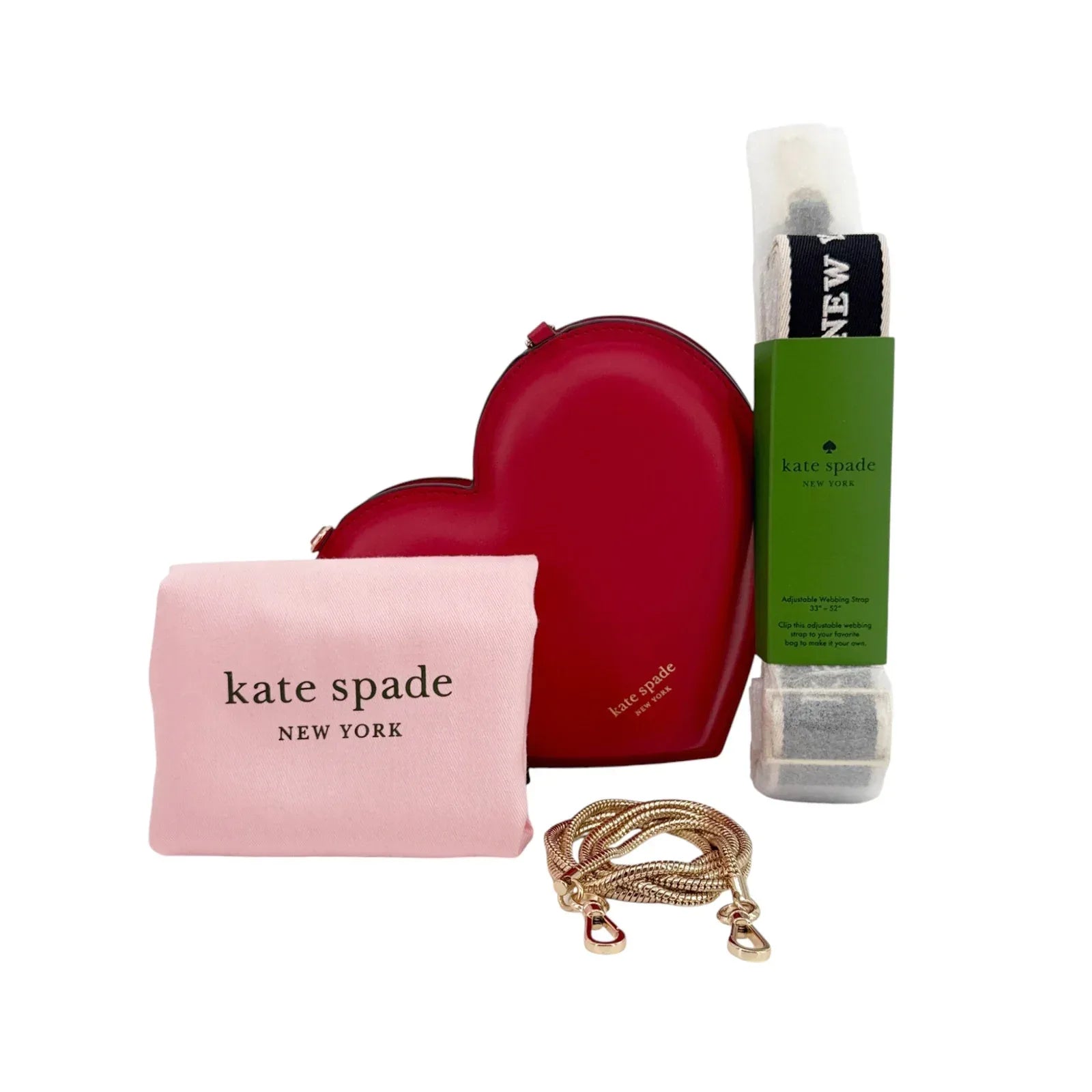 KATE SPADE New York 3D Heart Crossbody Bag+Logo Webbing Bag Strap - flyKAMP