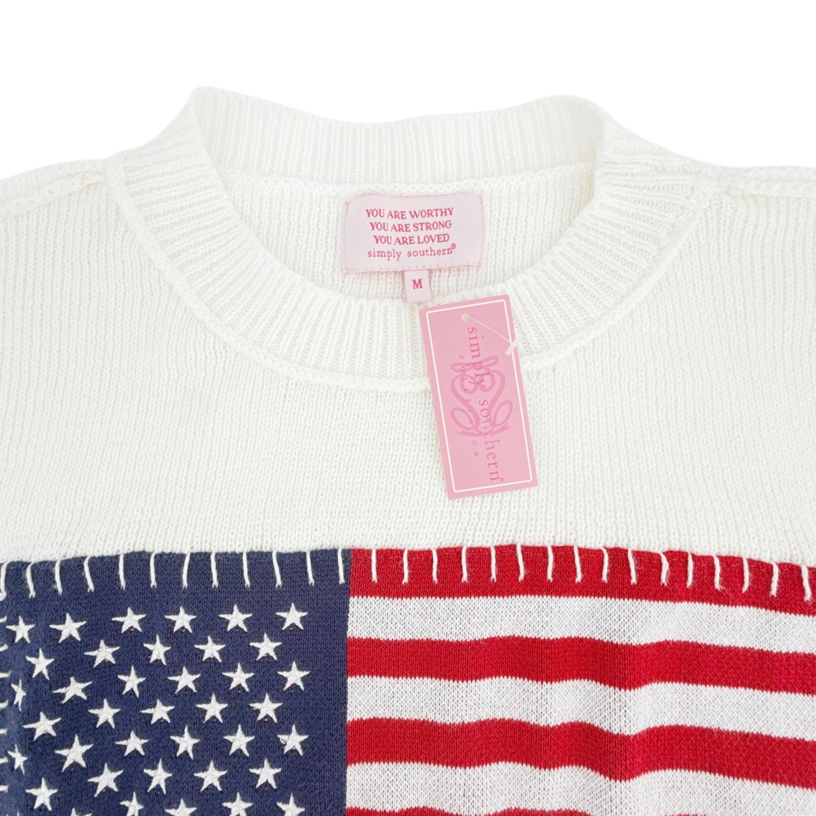 SIMPLY SOUTHERN USA Sweater in Ivory M Simply Southern