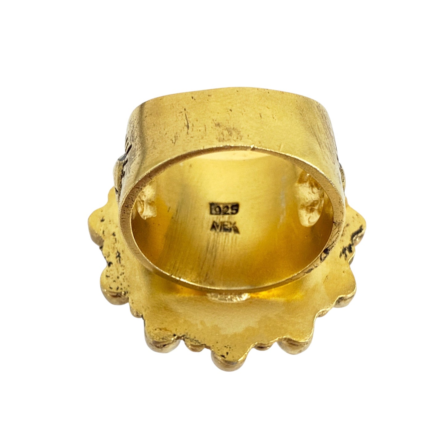 VIRGINS SAINTS & ANGELS Vintage San Benito Ring Gold Plated Sterling Silver 7