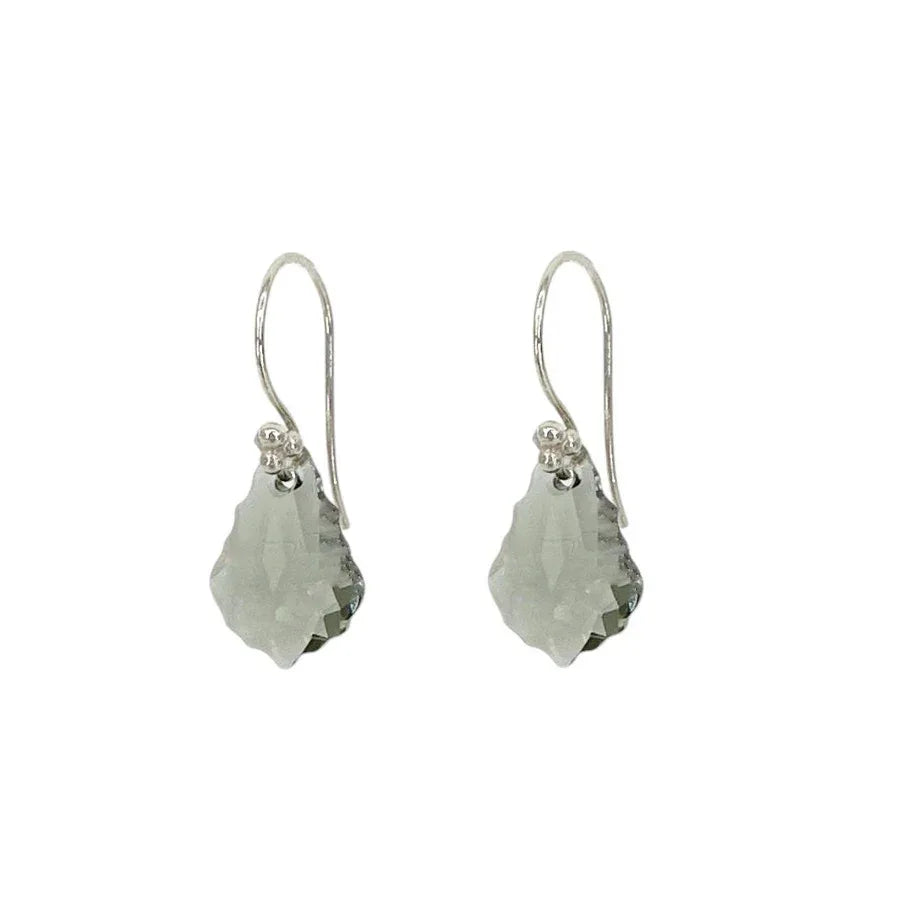 SWAROVSKI Crystal Black Diamond & Sterling Silver French Wire Earrings - flyKAMP