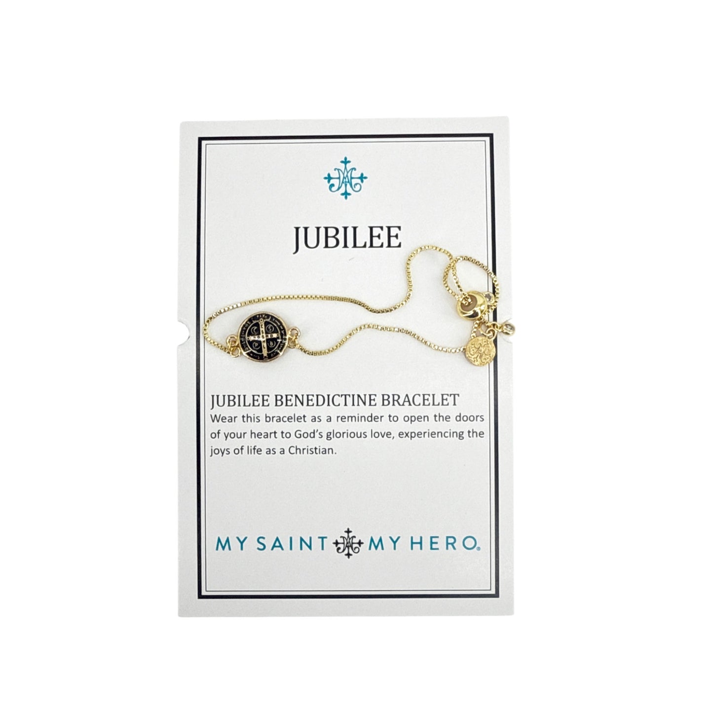 MY SAINT MY HERO Jubilee Benedictine Bracelet in Black & Gold