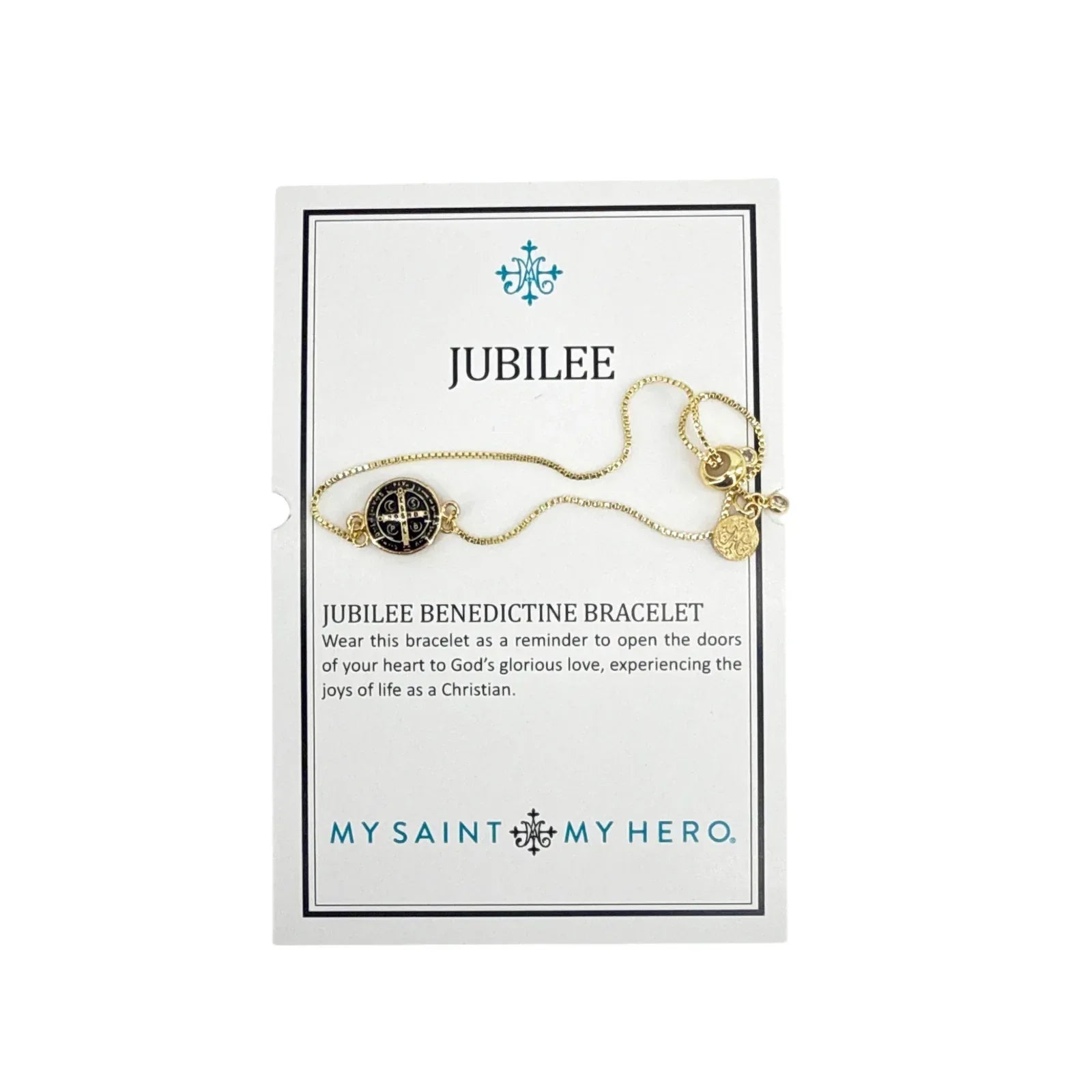 MY SAINT MY HERO Jubilee Benedictine Bracelet in Black & Gold - flyKAMP