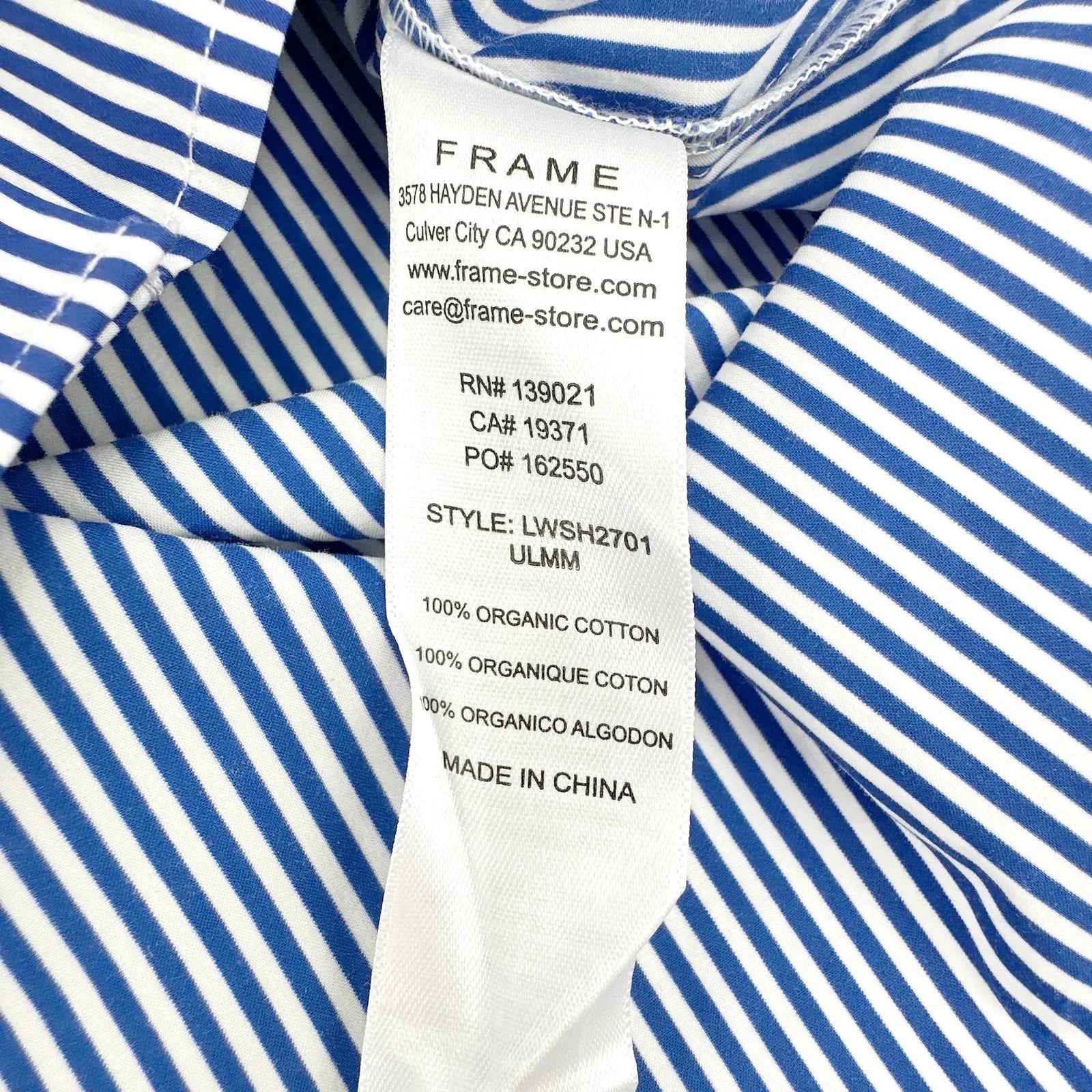 FRAME Button Down Striped Rolled Sleeve Top S - flyKAMP