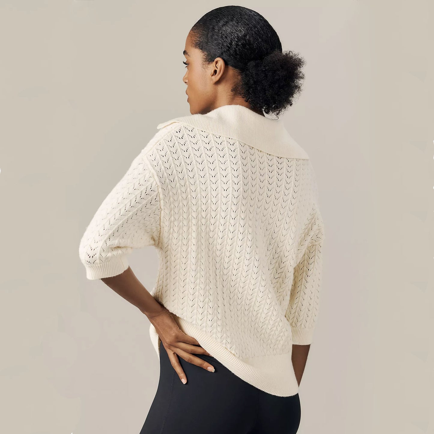 VARLEY Arney Half-Zip Polo Sweater in Egret S