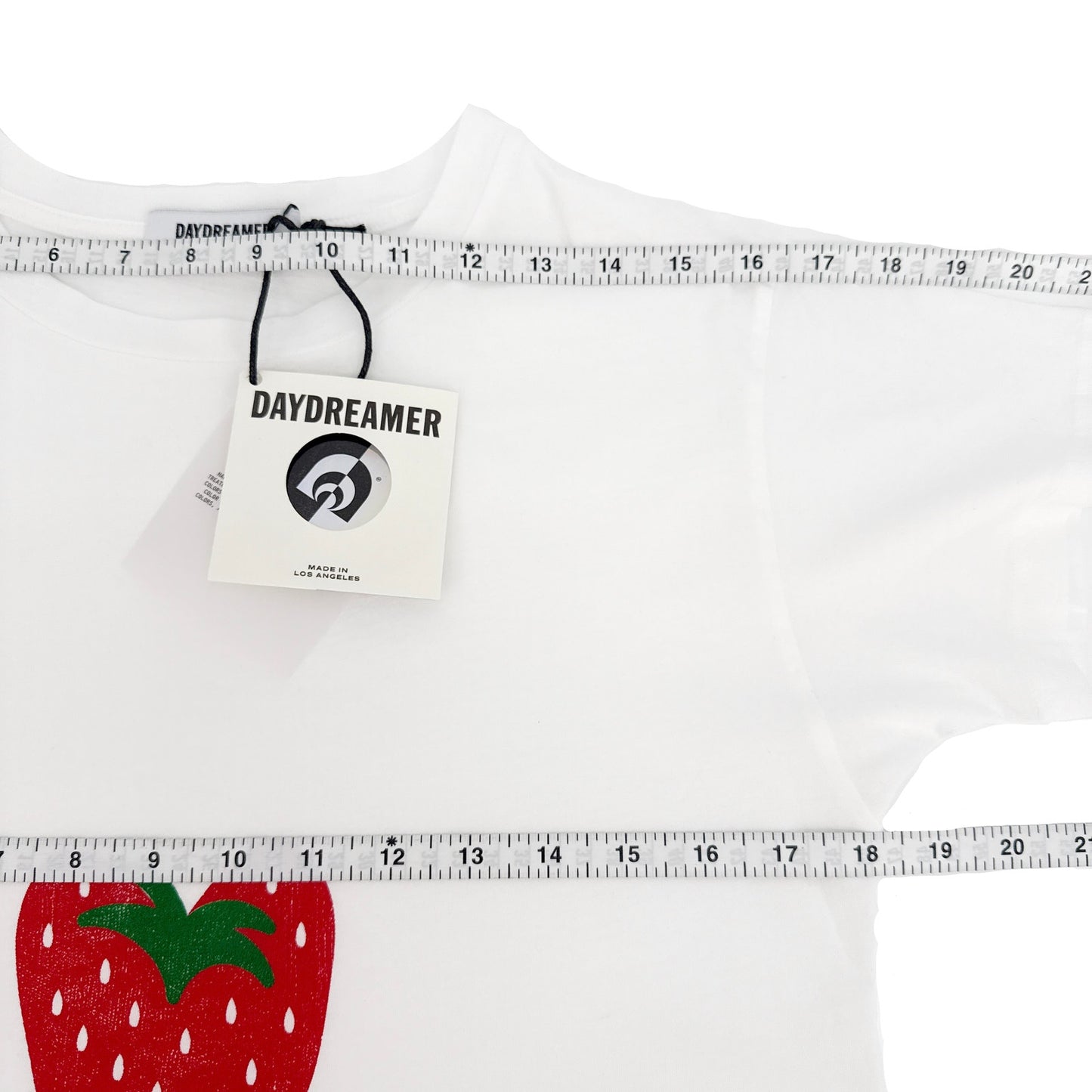 DAYDREAMER Ace Of Strawberries Solo Tee Shirt in Optic White S
