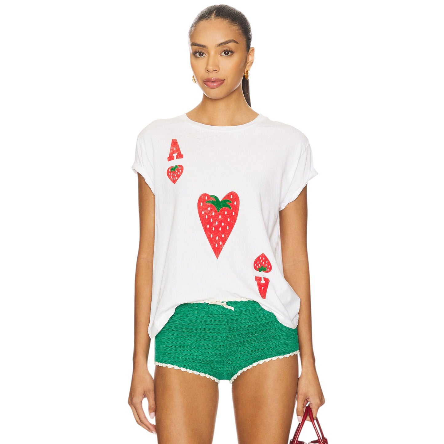 DAYDREAMER Ace Of Strawberries Solo Tee Shirt in Optic White S