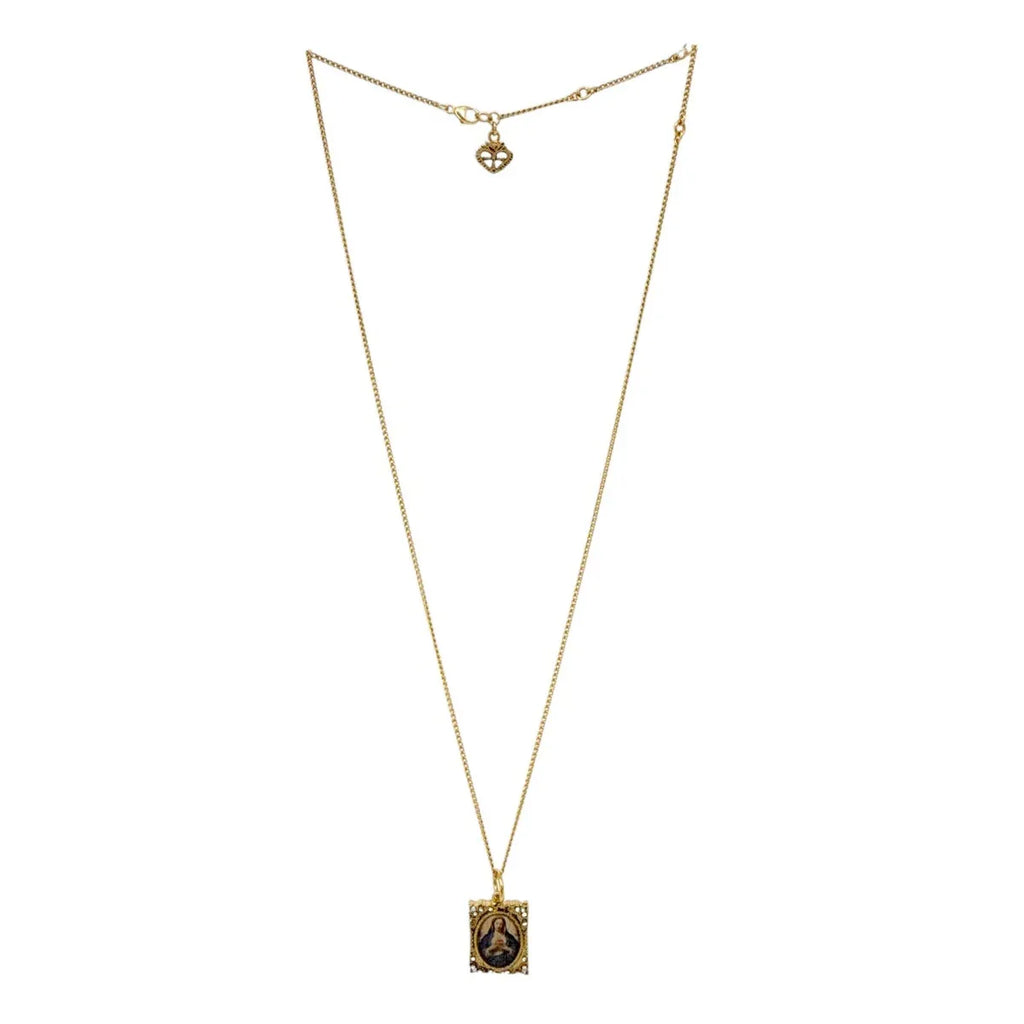 VIRGINS SAINTS & ANGELS VSA Retablo Square Frame Charm Necklace in Gold - flyKAMP
