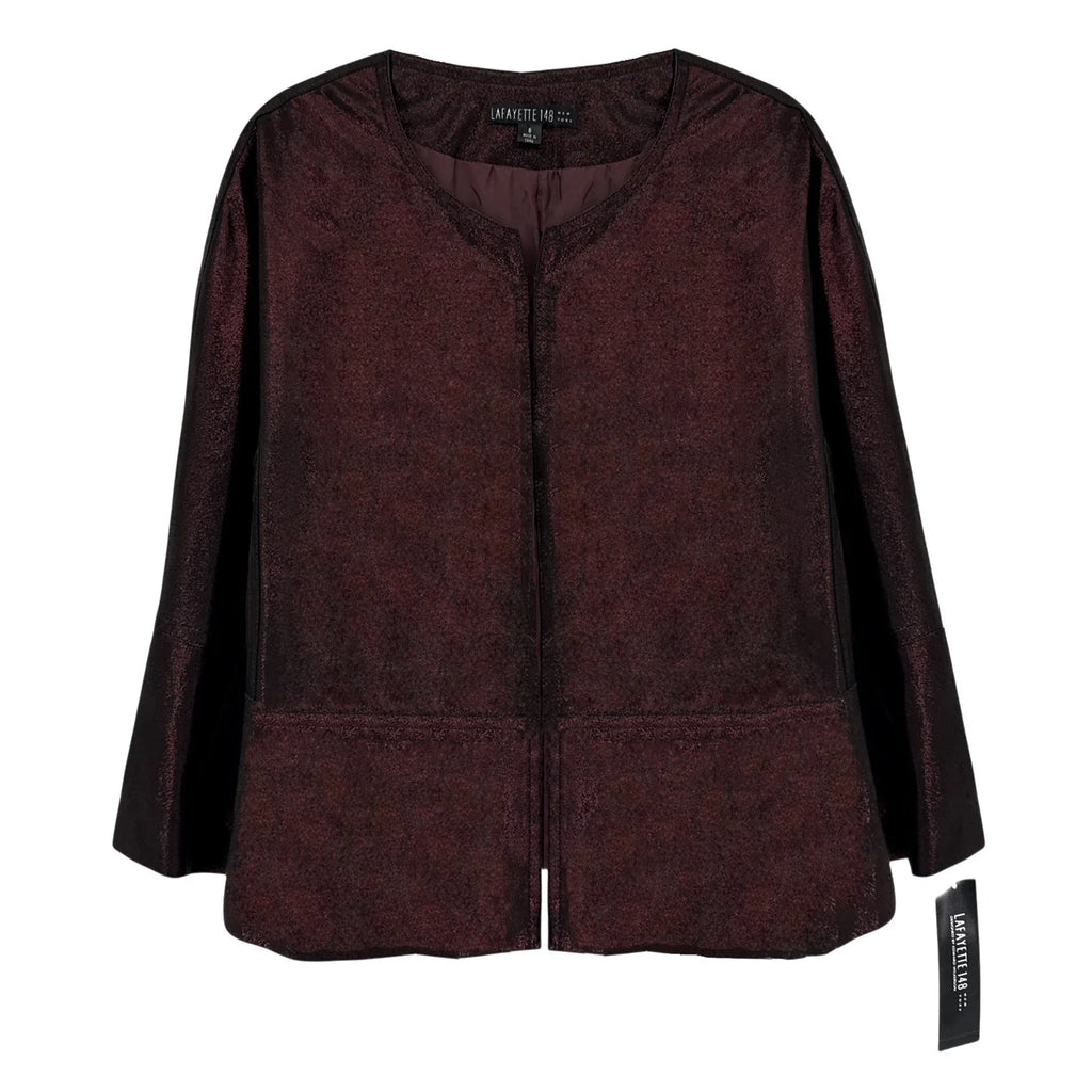 LAFAYETTE 148 New York 3/4 Sleeve Ritchie Leather Jacket in Beet 8|M - flyKAMP
