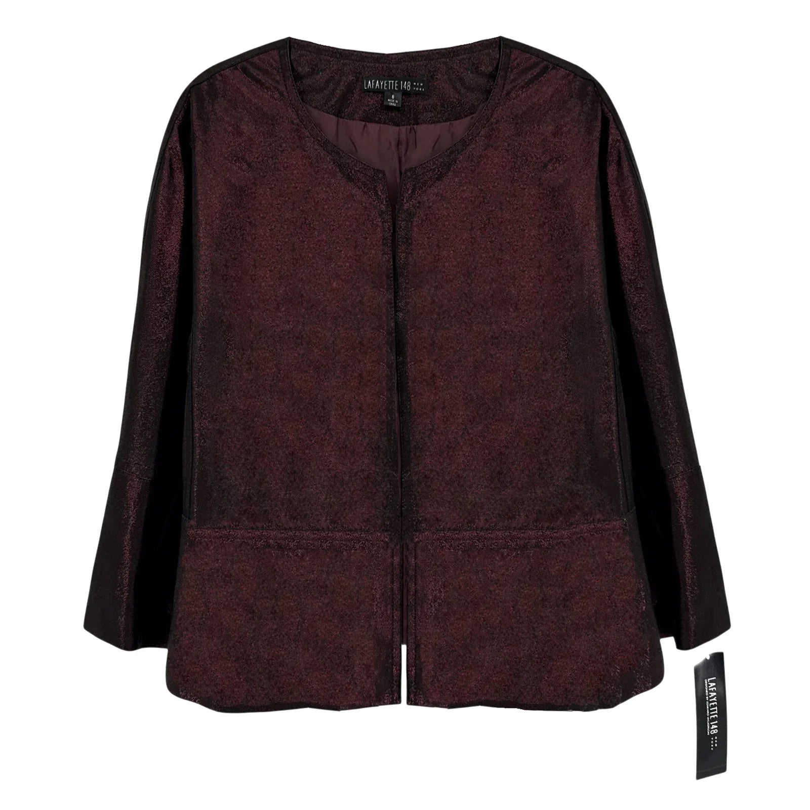 LAFAYETTE 148 New York 3/4 Sleeve Ritchie Leather Jacket in Beet 8|M - flyKAMP