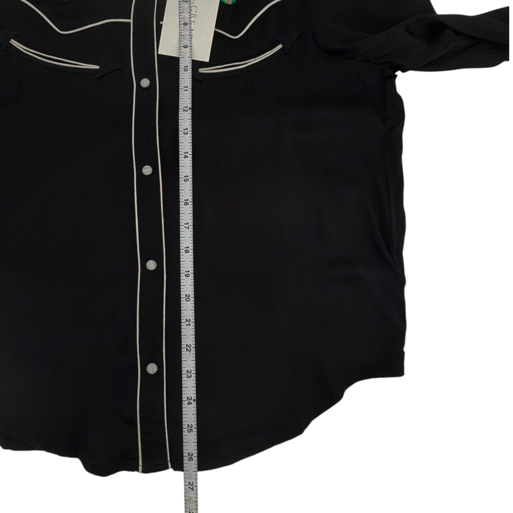 THE GREAT. The Heirloom Rose Western Shirt in Black 1|S The Great.