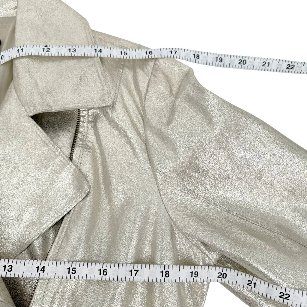 ROBERT RODRIGUEZ Metallic Leather Jacket in Gold 10|M - flyKAMP
