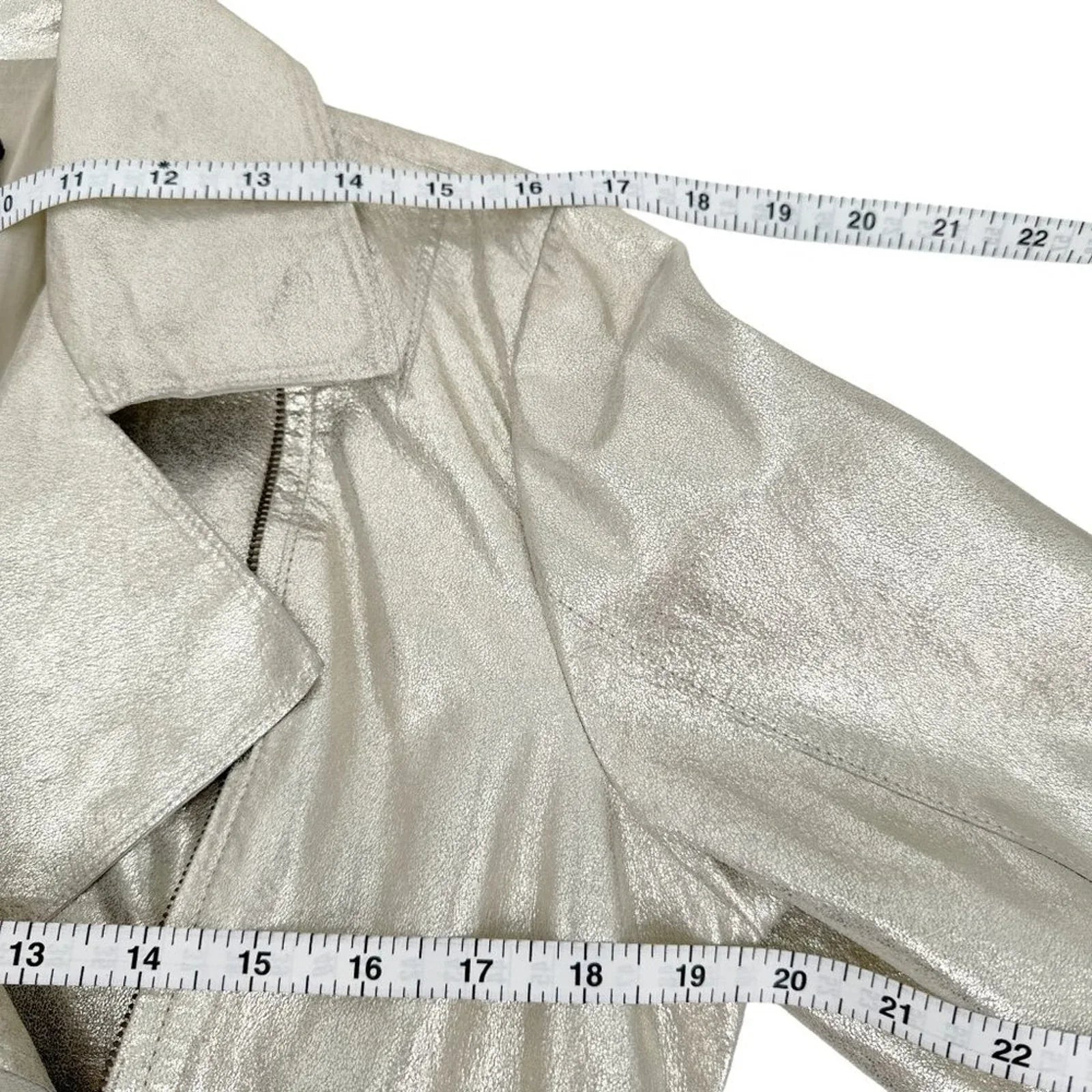 ROBERT RODRIGUEZ Metallic Leather Jacket in Gold 10|M - flyKAMP