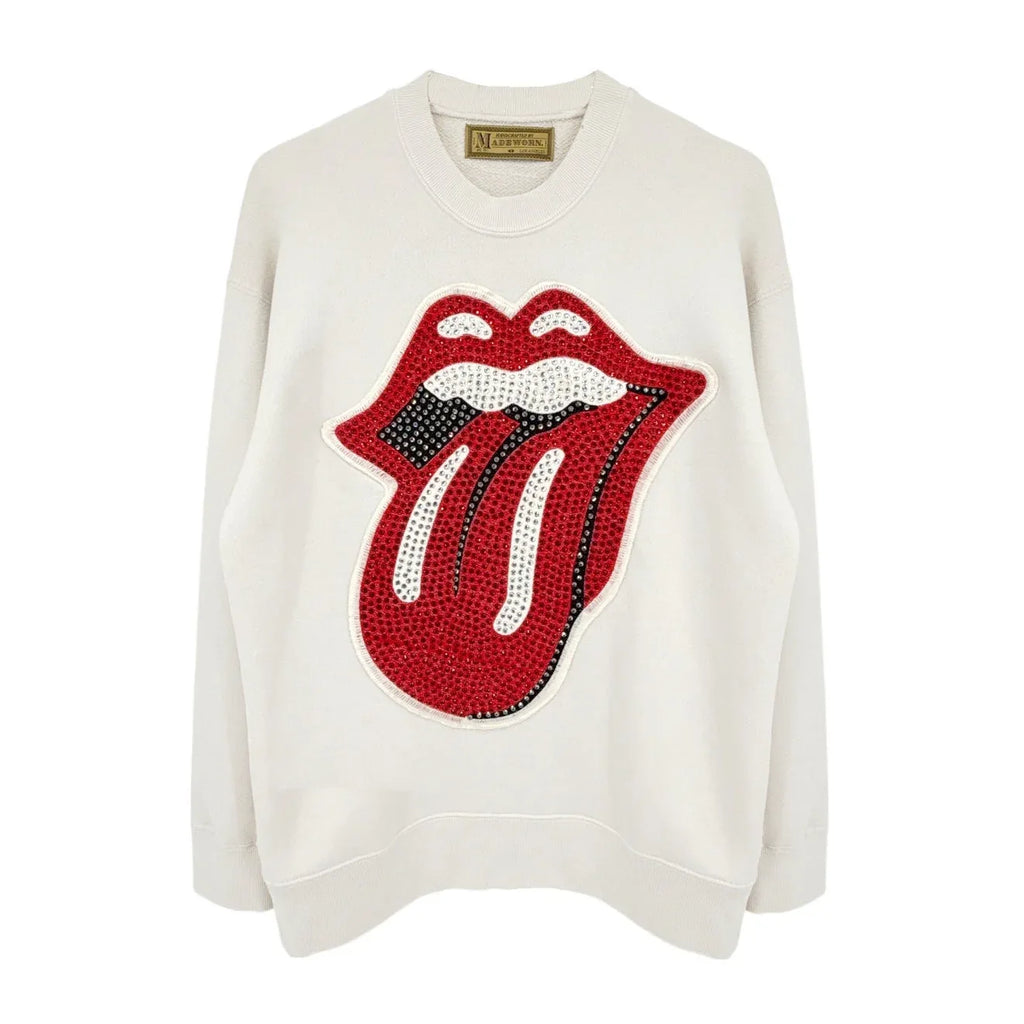 MADEWORN Rolling Stones Crystal Patch Classic Crew Sweatshirt XS - flyKAMP