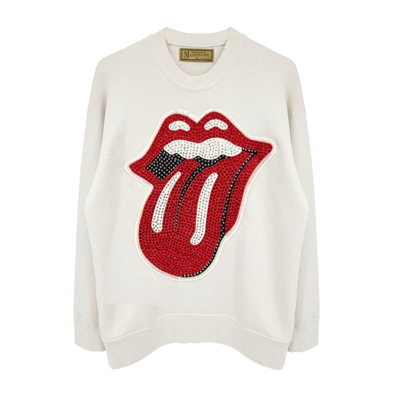 MADEWORN Rolling Stones Crystal Patch Classic Crew Sweatshirt XS