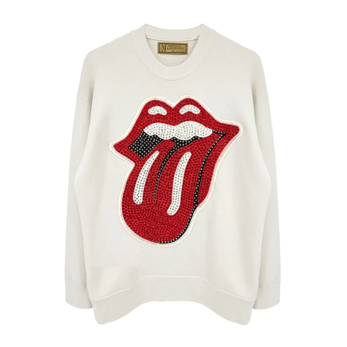 MADEWORN Rolling Stones Crystal Patch Classic Crew Sweatshirt XS - flyKAMP