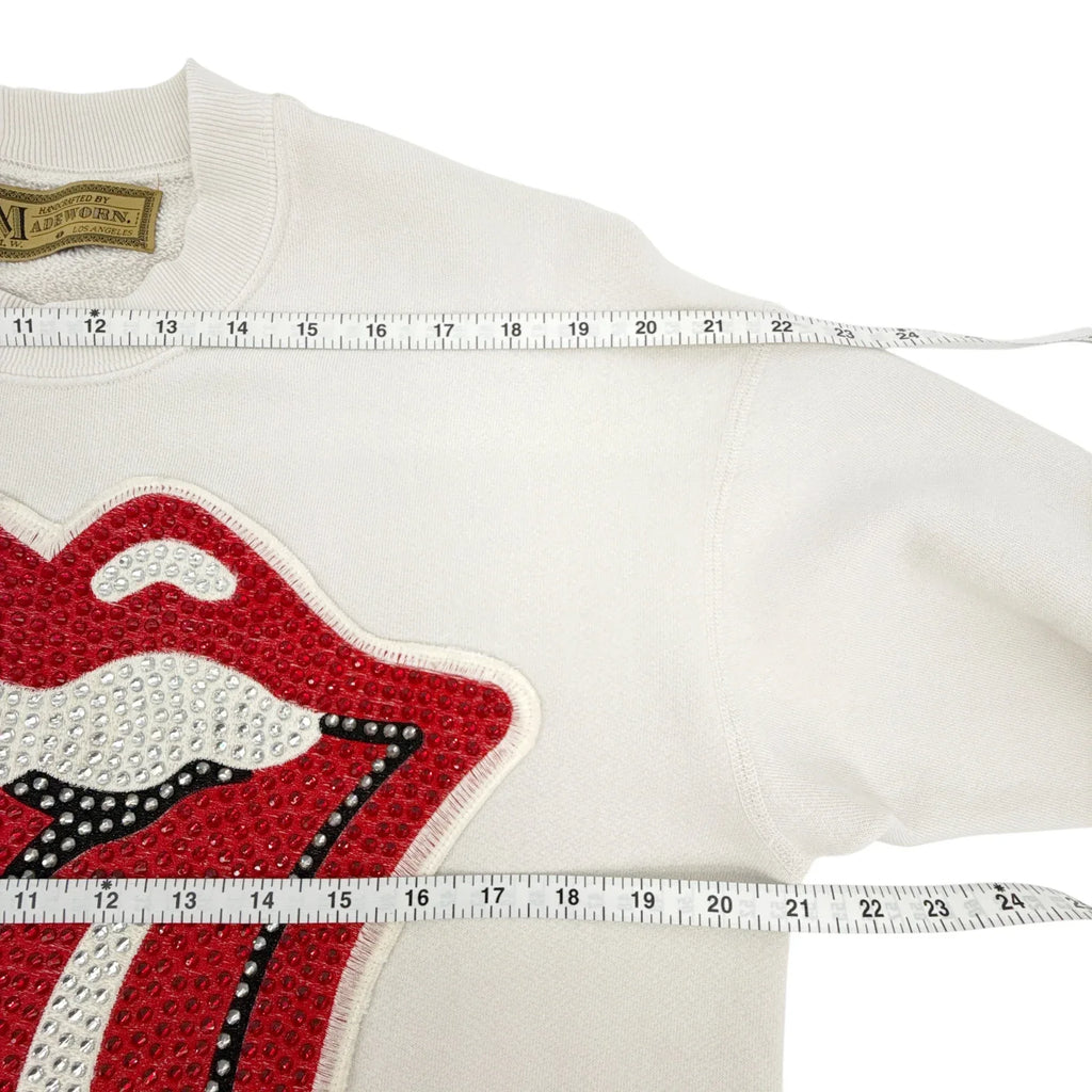 MADEWORN Rolling Stones Crystal Patch Classic Crew Sweatshirt XS - flyKAMP