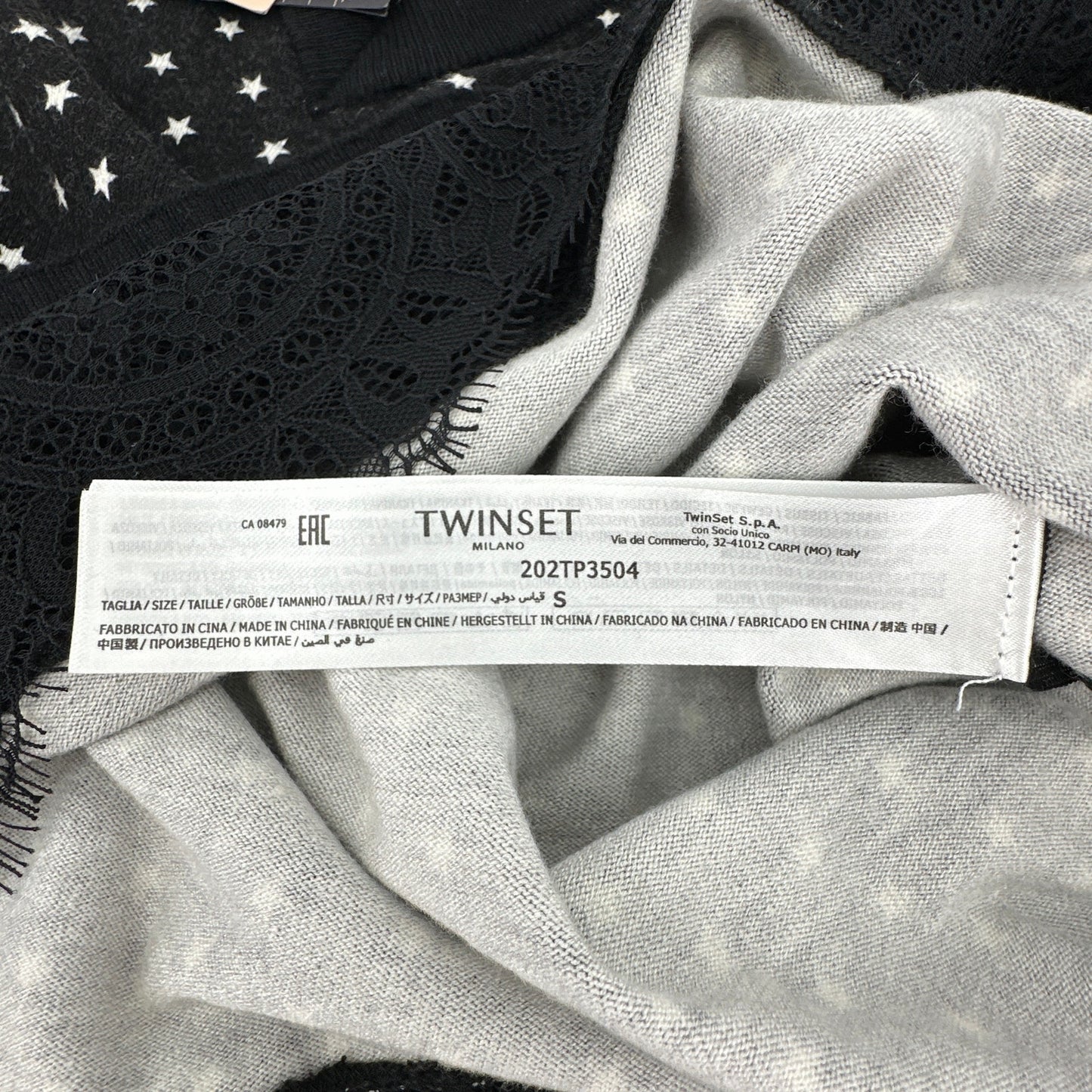 TWINSET Stars Patterned V-neck Sweater S