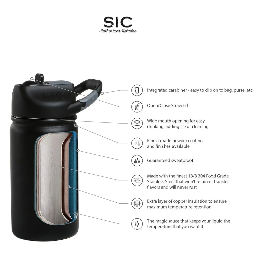 SIC Seriously Ice Cold 12 oz. Lil SIC Sport Bottle in Matte Tuff Black - flyKAMP