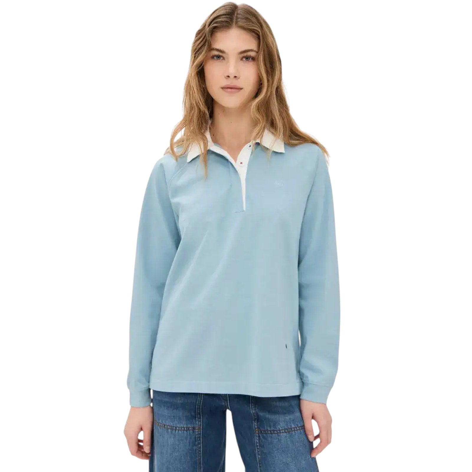 CLARE V. Le Rugby Shirt in Dusty Blue S Clare V.