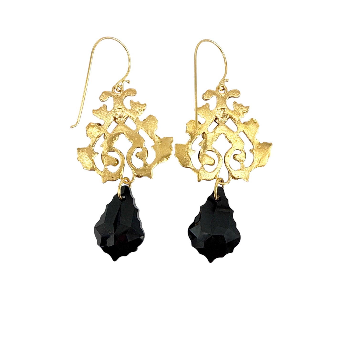 VIRGINS SAINTS & ANGELS VSA Vine Drop Earrings in Gold & Jet
