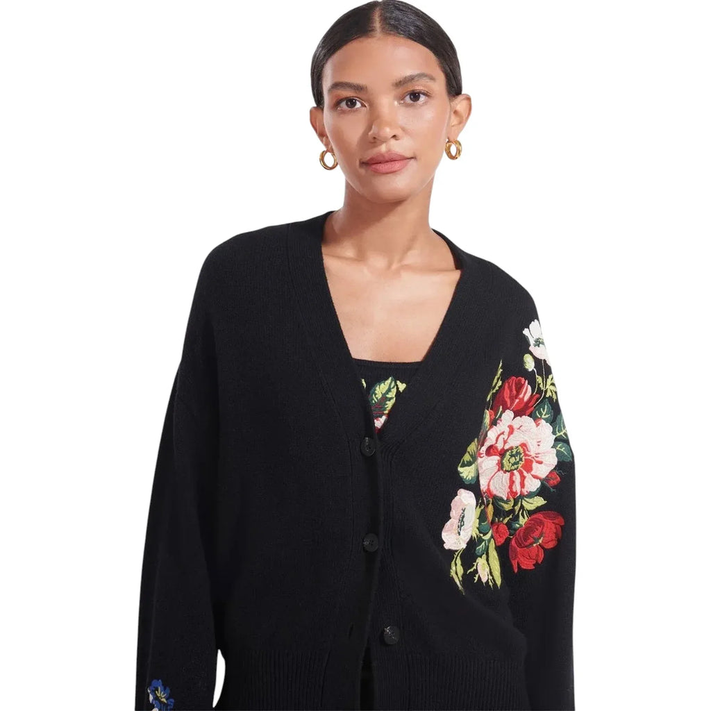 STAUD Rook Floral Embroidered Cardigan XS - flyKAMP