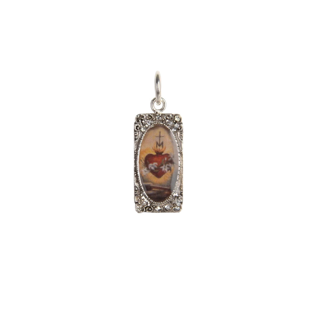 VIRGINS SAINTS & ANGELS VSA Retablo Rectangular Framed Charm in Silver Virgins Saints & Angels