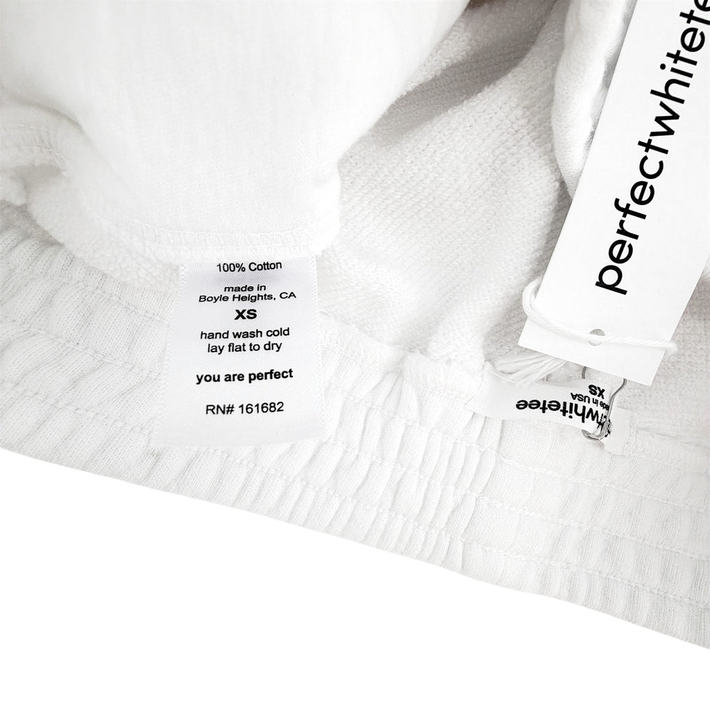 PERFECTWHITETEE Bari French Terry Sweat Short in White XS perfectwhitetee
