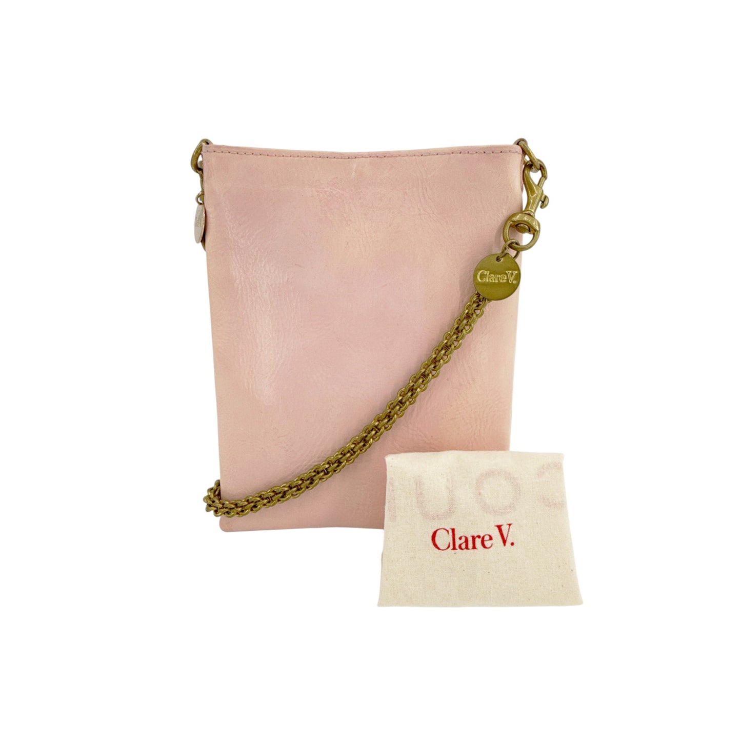 CLARE V. Lauren Supreme Crossbody Bag in Ballet & Crossbody Chain Strap