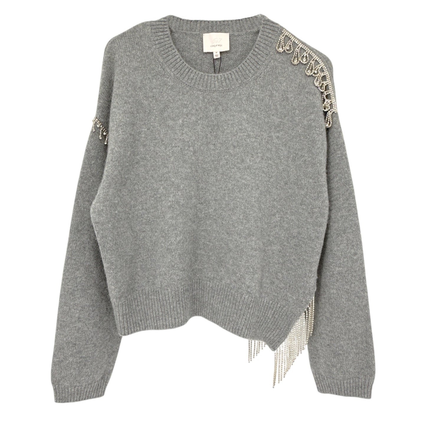 CINQ a SEPT Lilliana Embellished Knit Sweater M