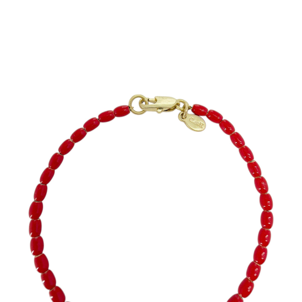 CLARE V. Enamel Barrel Chain Bracelet in Poppy Clare V.
