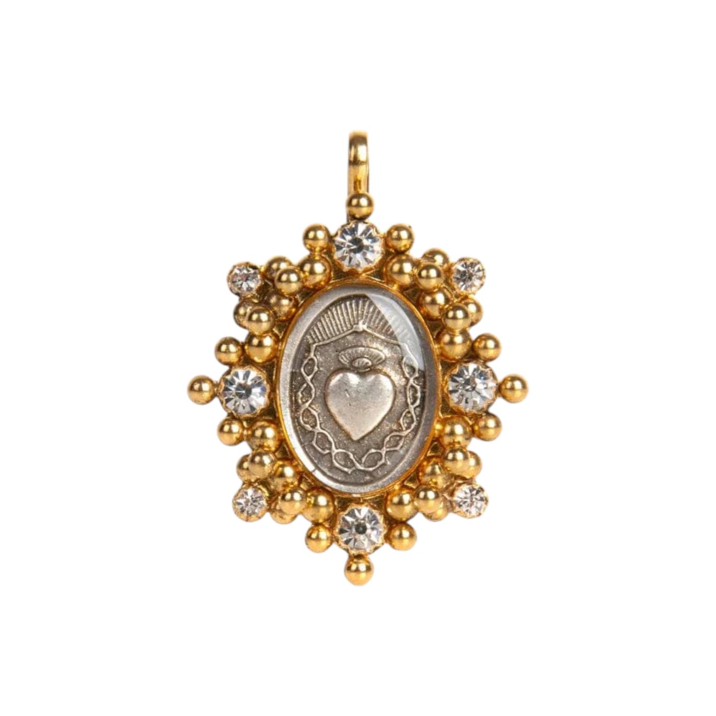 VIRGINS SAINTS & ANGELS VSA Oval Cloister Sacred Heart Medallion in Gold