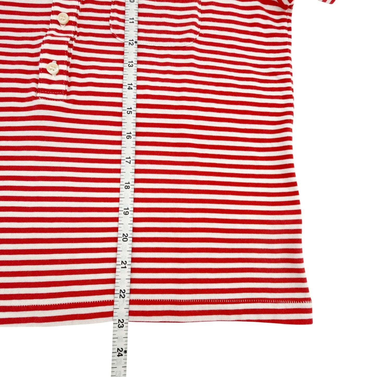 THE GREAT. The Lacrosse Polo. In Sun Cherry Stripe 0|XS