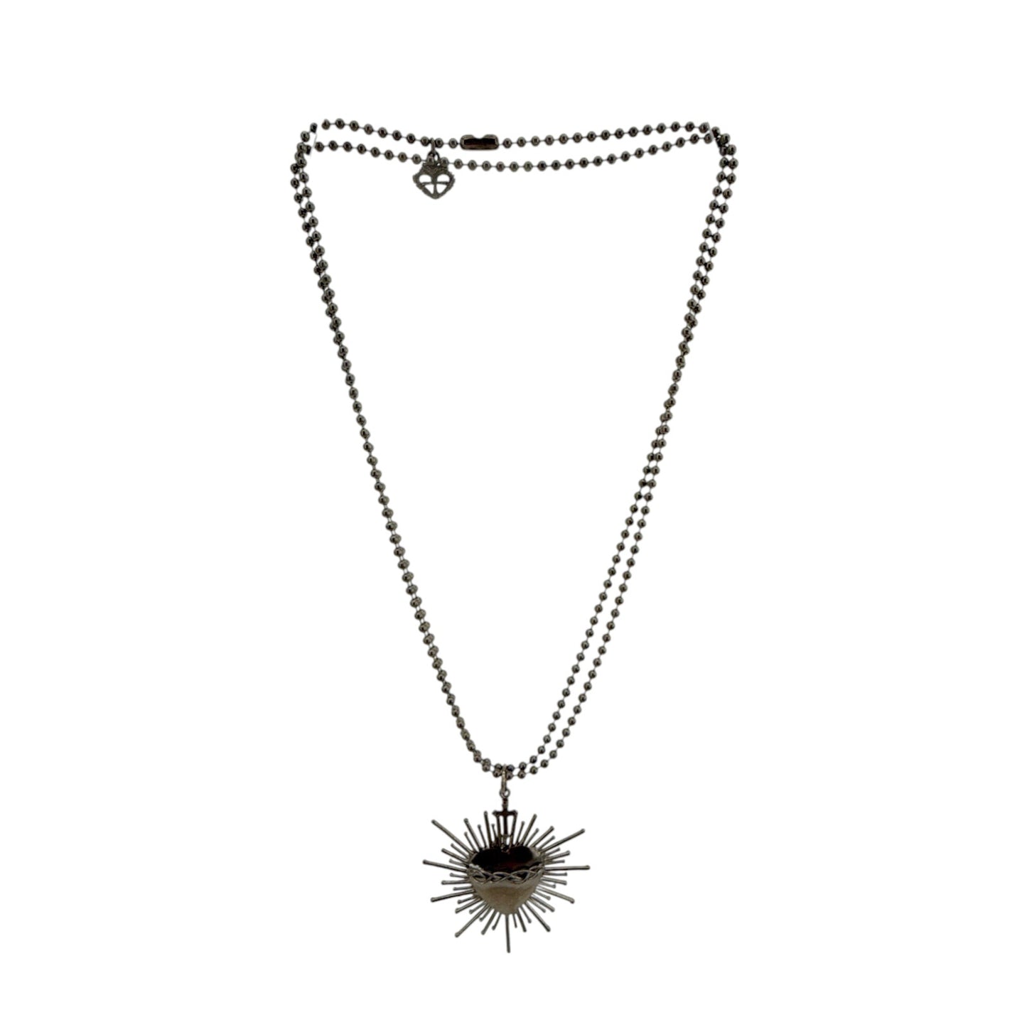 VIRGINS SAINTS & ANGELS VSA Sacred Flame Charm Necklace Gunmetal 34" Ball Chain